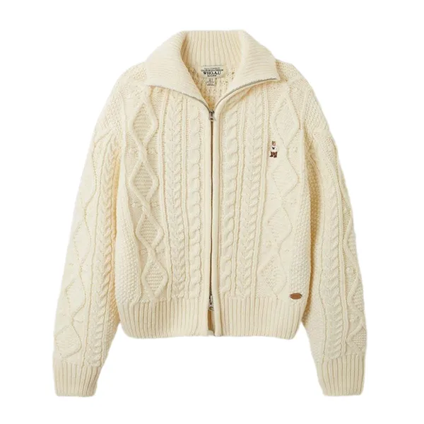 Áo Cardigan WHOAU Aran Cable Zip-up Cardigan WHCKE4V21F Màu Trắng Kem - Thời trang - Vua Hàng Hiệu