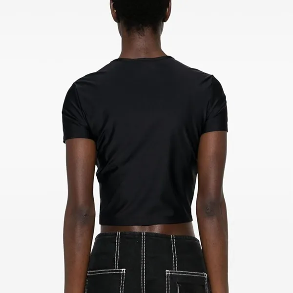 Áo Croptop Nữ Versace Jeans Couture Black With Logo Printed Tshirt 76HAH602J0128899 Màu Đen Size S