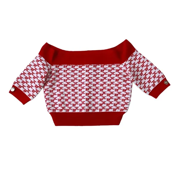 Áo Croptop Nữ Elisabetta Franchi In Red MK72S10EC Màu Đỏ Size 42