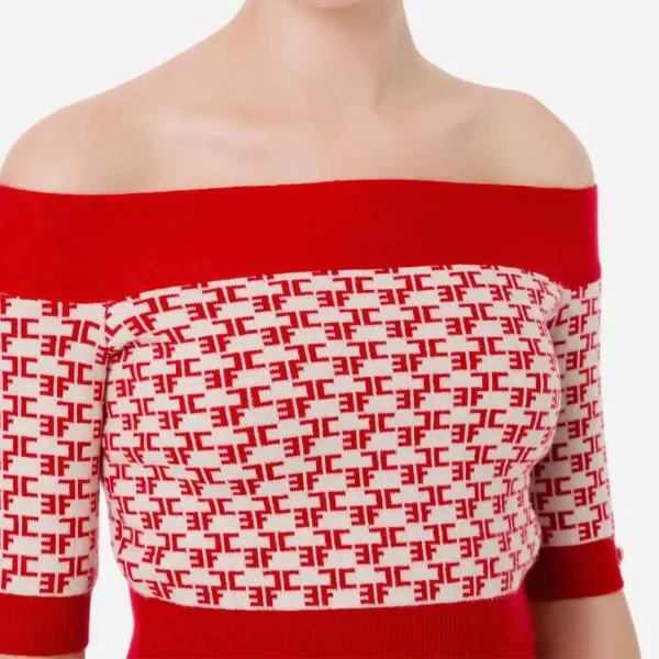 Áo Croptop Nữ Elisabetta Franchi In Red MK72S10EC Màu Đỏ Size 42