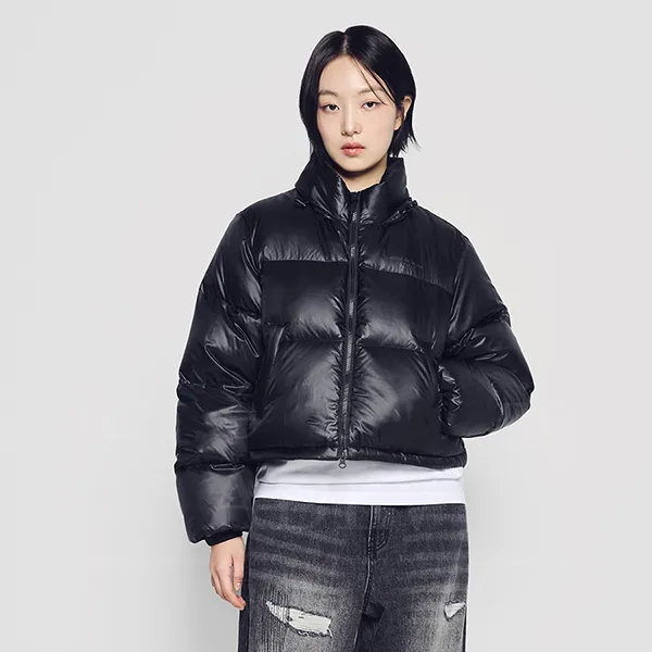 Áo Khoác Nữ Acmé De La Vie ADLV Basic Logo Oversize Short Crop Duck Down Jacket Màu Đen - Thời trang - Vua Hàng Hiệu
