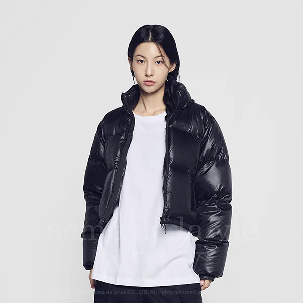 Áo Khoác Nữ Acmé De La Vie ADLV Basic Logo Oversize Short Crop Duck Down Jacket Màu Đen - Thời trang - Vua Hàng Hiệu