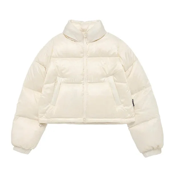 Áo Khoác Nữ Acmé De La Vie ADLV Basic Logo Oversize Short Crop Duck Down Jacket Màu Trắng Kem - Thời trang - Vua Hàng Hiệu