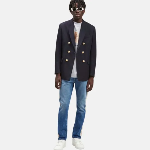 Áo Khoác Blazer Nam Palm Angels Philipp Plein Follow My Lead P18CMRF0446PTE003N0202 Màu Xanh Navy Size 46
