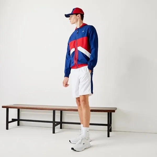 Áo Khoác Gió Nam Lacoste Sport Hooded Water Resistant Colorblock Jackets VZSJXG-602 Màu Đỏ Xanh Size 50