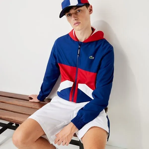 Áo Khoác Gió Nam Lacoste Sport Hooded Water Resistant Colorblock Jackets VZSJXG-602 Màu Đỏ Xanh Size 50