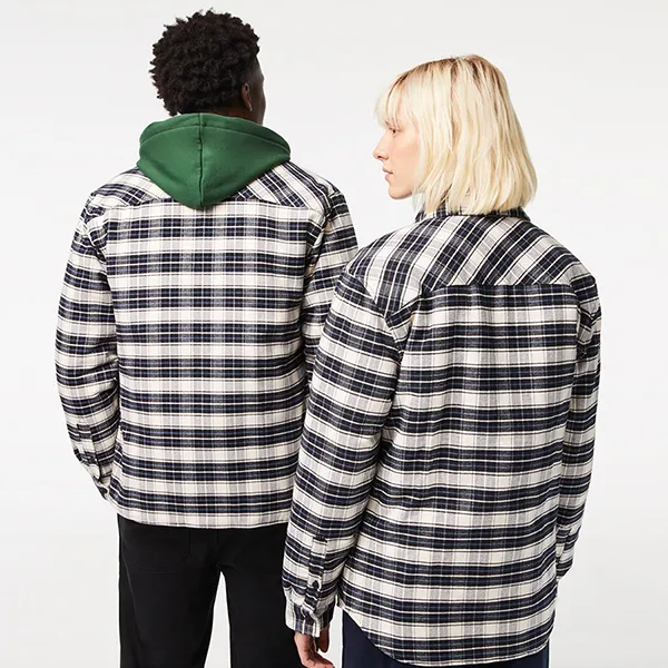 Áo Khoác Lacoste Unisex Branded Check Print Shirt Jacket CH0451 Z23 Màu Trắng Đen Size XS