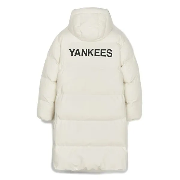 Áo Khoác MLB Basic Big Lettering Hood Long Padding New York Yankees 3ADJB1846-50CRS Màu Kem