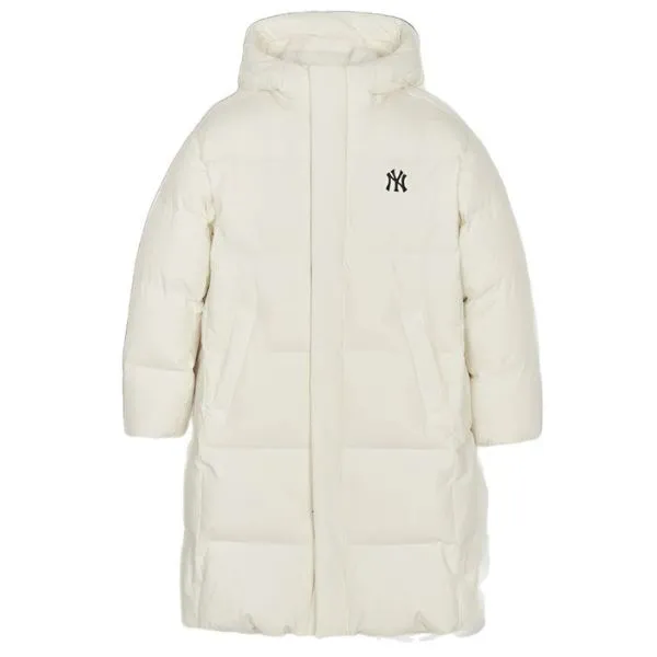 Áo Khoác MLB Basic Big Lettering Hood Long Padding New York Yankees 3ADJB1846-50CRS Màu Kem