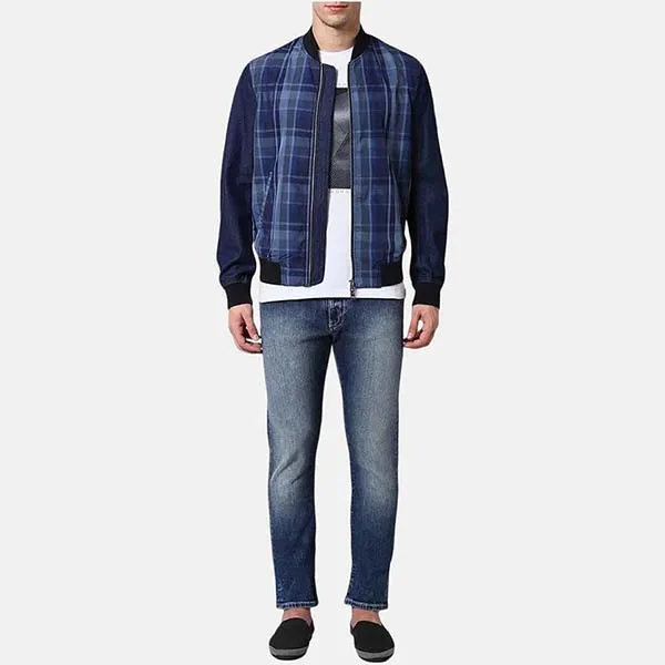 Áo Khoác Nam Armani Exchange Checked Zip-Front Jacket 3GZB50 ZNERZ 6576 Màu Kẻ Xanh Size L - Thời trang - Vua Hàng Hiệu