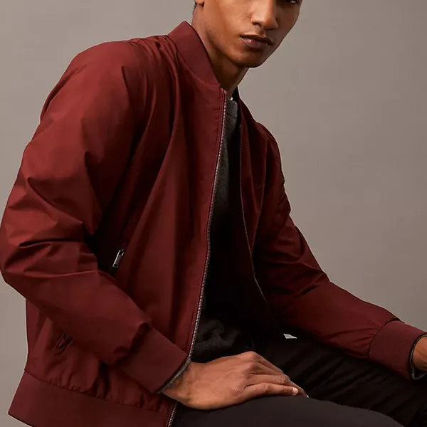Áo Khoác Calvin Klein CK Zip Matte Bomber Jacket 40FM512-601 Màu Đỏ Mận Size L