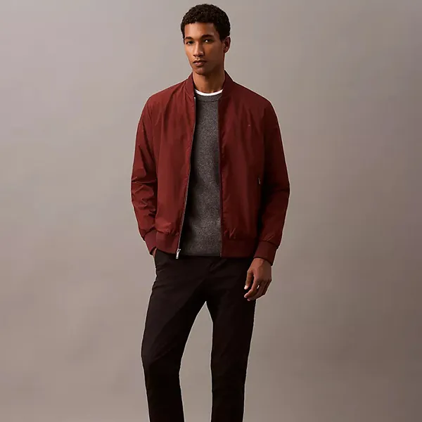 Áo Khoác Calvin Klein CK Zip Matte Bomber Jacket 40FM512-601 Màu Đỏ Mận Size L
