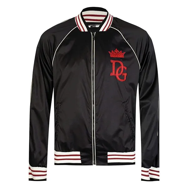 Áo Khoác Nam Dolce & Gabbana D&G Crown Logo Zipped Jacket Black G9LE5Z Màu Đen Size 48