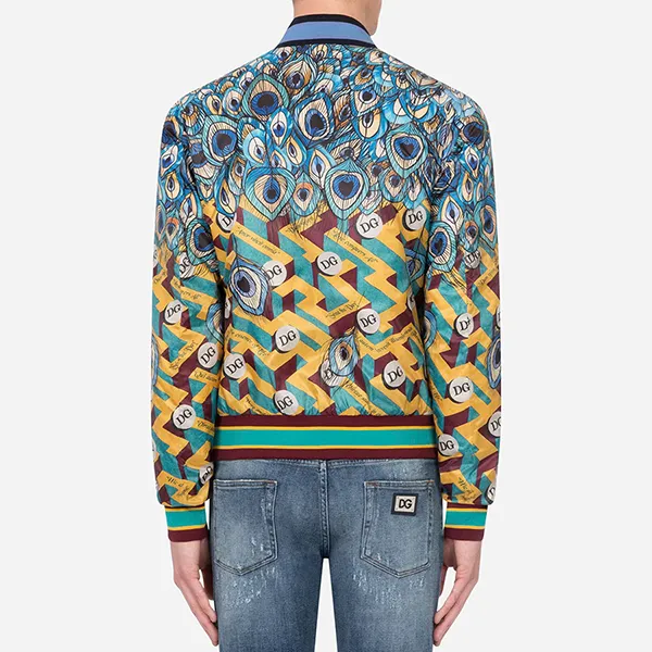 Áo Khoác Nam Dolce & Gabbana D&G Feather-print Nylon Jacket With DG Logo G9TP5T Phối Màu Size 52