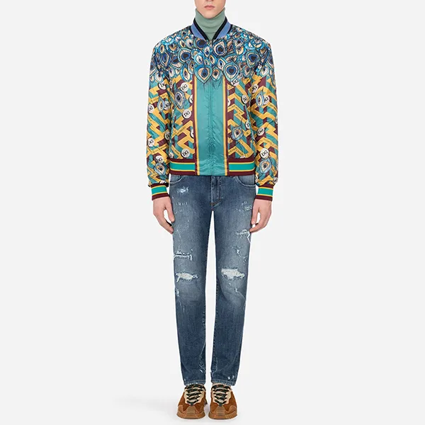 Áo Khoác Nam Dolce & Gabbana D&G Feather-print Nylon Jacket With DG Logo G9TP5T Phối Màu Size 52