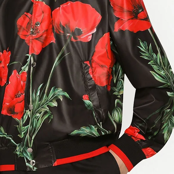 Áo Khoác Nam Dolce & Gabbana D&G Poppy-print Bomber Jacket G9XK8T Màu Đen Size 48 - Thời trang - Vua Hàng Hiệu