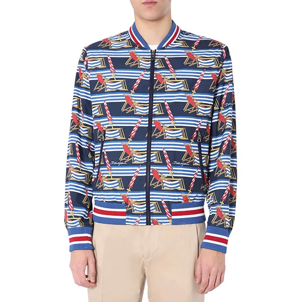 Áo Khoác Nam Dolce & Gabbana D&G Printed Nylon Bomber G9PD5T Màu Xanh Size 46 - Thời trang - Vua Hàng Hiệu