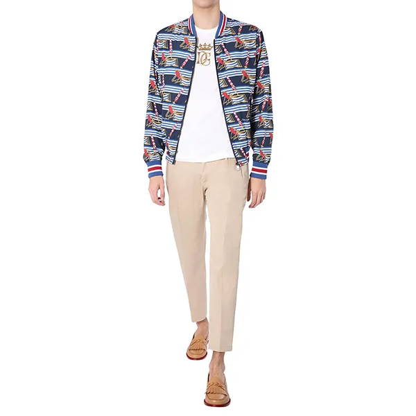 Áo Khoác Nam Dolce & Gabbana D&G Printed Nylon Bomber G9PD5T Màu Xanh Size 46 - Thời trang - Vua Hàng Hiệu