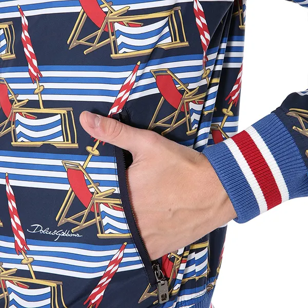 Áo Khoác Nam Dolce & Gabbana D&G Printed Nylon Bomber G9PD5T Màu Xanh Size 46 - Thời trang - Vua Hàng Hiệu