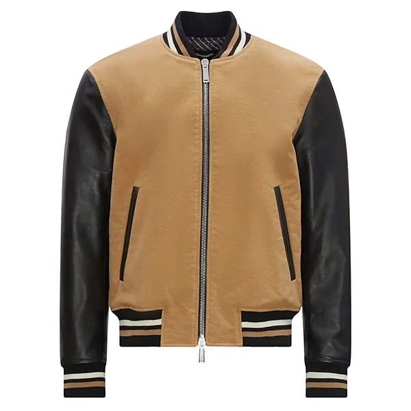 Áo Khoác Nam Dsquared2 Icon Varsity Bomber S79AM0040 Màu Nâu Đen Size 46