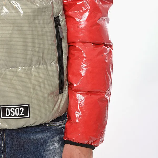 Áo Khoác Nam Dsquared2 Tri-colour Zip-up Down Jacket With Logo S74AM1278 Phối Màu Size 46