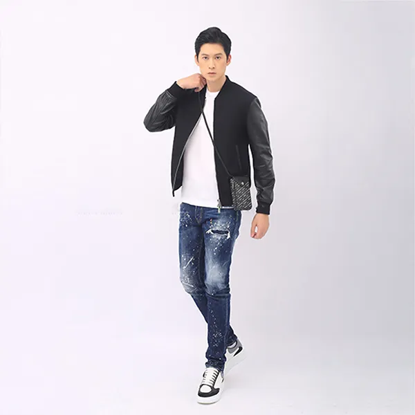 Áo Khoác Nam Dsquared2 X Ibrahimovic Hybrid Bomber In Black S78AN0043 S53003 Màu Đen Size 48