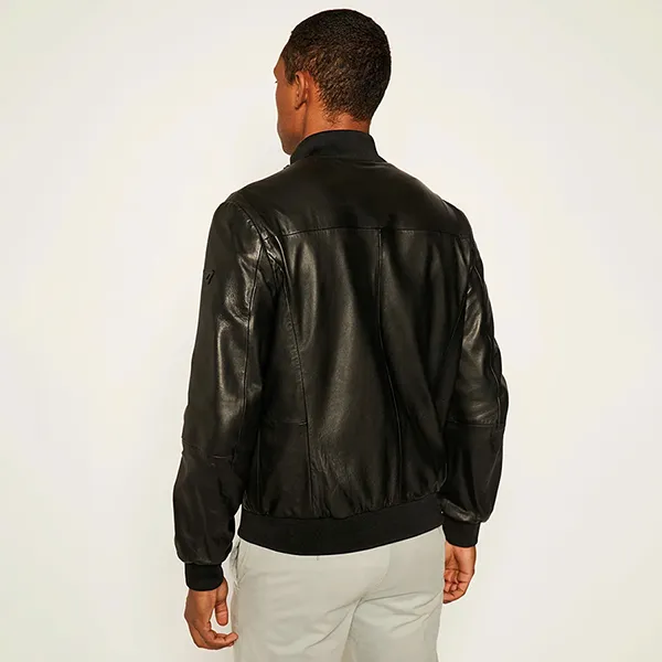 Áo Khoác Nam Emporio Armani Leather Jacket Regular Fit O1B51P Màu Đen Size XS