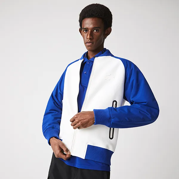 Áo Khoác Nam Lacoste Bomber Quilted Sleeve Bimaterial Teddy Jacket BH7771 S3V Màu Trắng Phối Xanh Size 50 - Thời trang - Vua Hàng Hiệu
