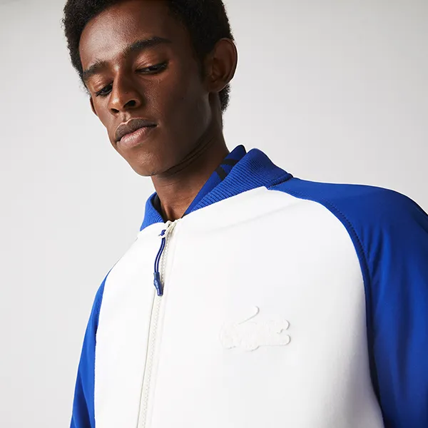 Áo Khoác Nam Lacoste Bomber Quilted Sleeve Bimaterial Teddy Jacket BH7771 S3V Màu Trắng Phối Xanh Size 50 - Thời trang - Vua Hàng Hiệu