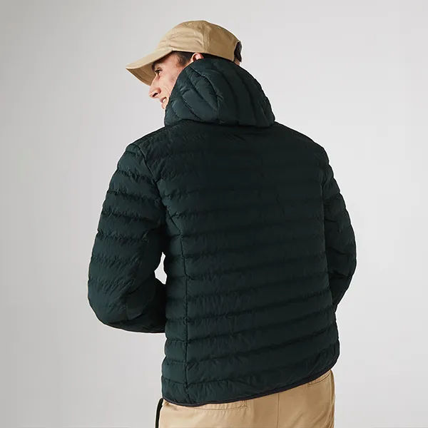 Áo Khoác Nam Lacoste Lightweight Foldable Hooded Water-Resistant Puffer Coat BH1930 YZP Màu Xanh Rêu Size 48