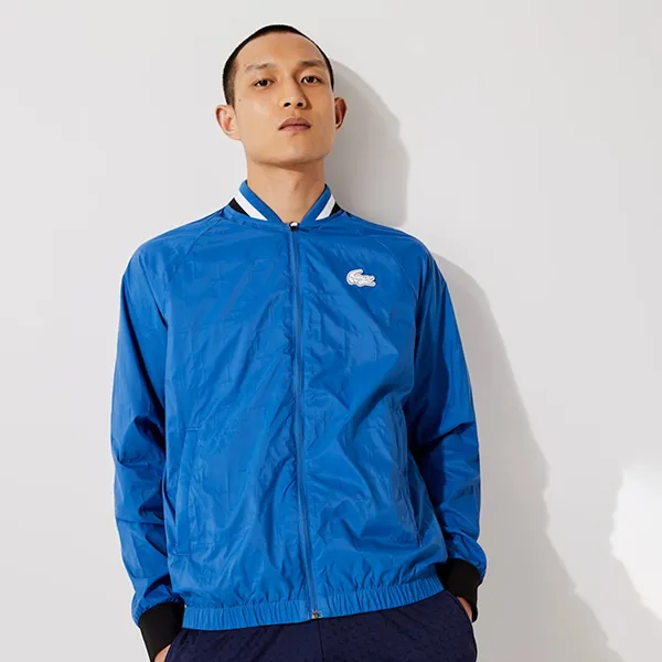 Áo Khoác Nam Lacoste Men’s Sport Lightweight Water-Resistant Jacket BH0846-51 Màu Xanh Blue Size 50