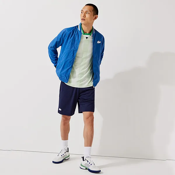 Áo Khoác Nam Lacoste Men’s Sport Lightweight Water-Resistant Jacket BH0846-51 Màu Xanh Blue Size 50
