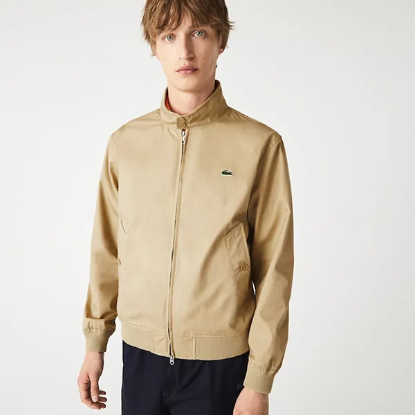 Áo Khoác Nam Lacoste Men's Water-Resistant Cotton Zip Jacket BH1045 00 02S Màu Be Size 46