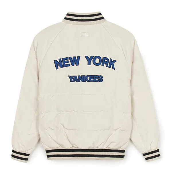 Áo Khoác Nam MLB Varsity Lip Lightweight Short Padding New York Yankees 3ADJV0146-50CRD Màu Trắng Kem Size S