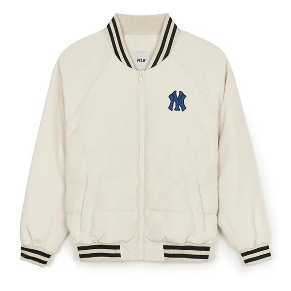 Áo Khoác Nam MLB Varsity Lip Lightweight Short Padding New York Yankees 3ADJV0146-50CRD Màu Trắng Kem Size S