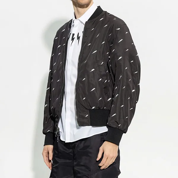 Áo Khoác Nam Neil Barrett 2 Mặt Thunderbolt Reversible Jacket PBSP051R Màu Đen Size S
