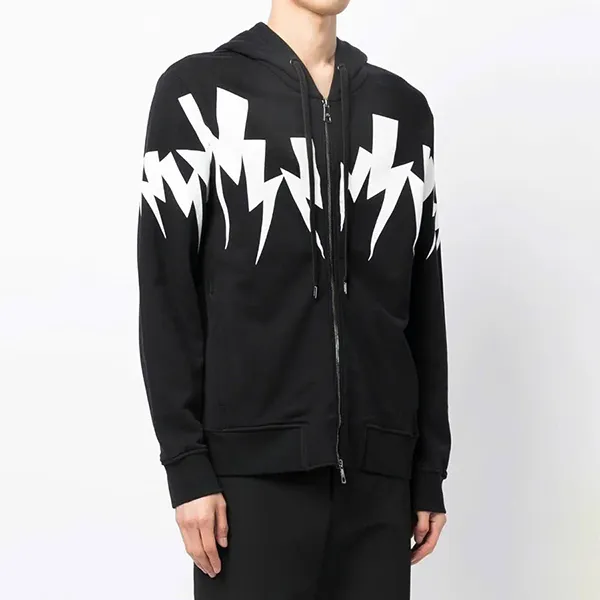 Áo Khoác Nam Neil Barrett Bolt Hood Zip-Up PBJS163 Màu Đen Size L
