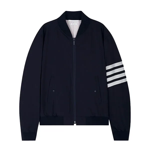 Áo Khoác Nam Thom Browne 4 Bar In Blue Zip Bomber Jacket MJO030A 06146 415 Màu Đen Size 1