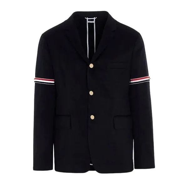 Áo Khoác Nam Thom Browne Blazer In Black Cotton Twill MJU527AC03788 415 Màu Đen Size 2