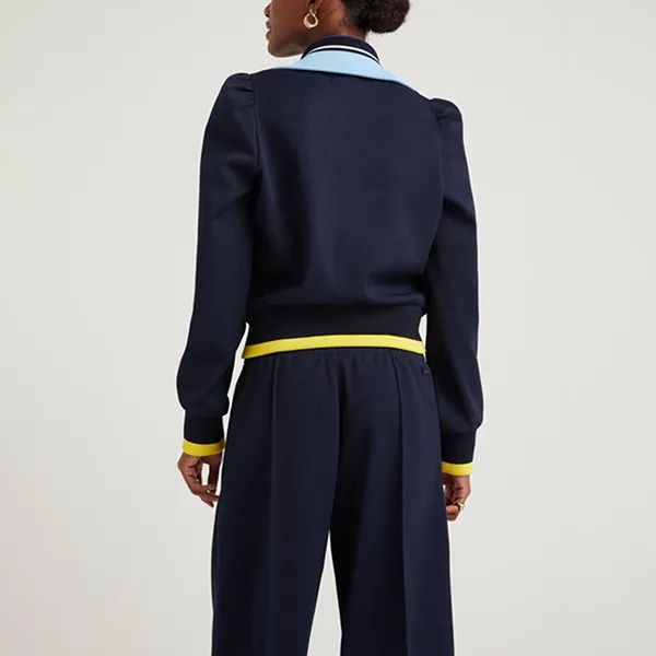 Áo Khoác Nỉ Nữ Lacoste x Goop Zipped Sweatshirt Màu Xanh Navy Size 38