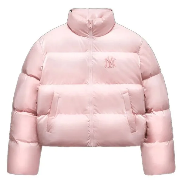 Áo Khoác Nữ MLB Women's Crop Metal Glossy Curve Padding New York Yankees 3FDJB2346-50PKM Màu Hồng Size XS