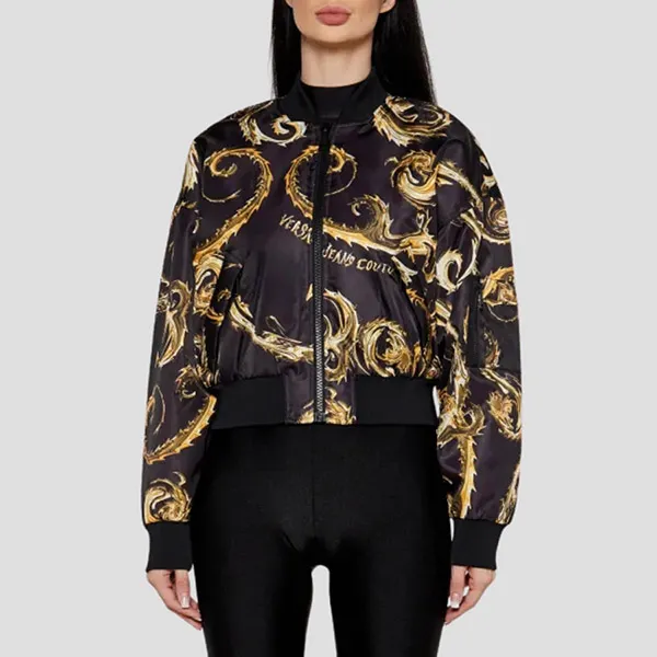 Áo Khoác Nữ Versace Jean Couture In Black Reversible 77HAS408 CQD64 Màu Đen Vàng Size 38