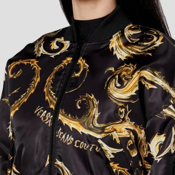 Áo Khoác Nữ Versace Jean Couture In Black Reversible 77HAS408 CQD64 Màu Đen Vàng Size 38