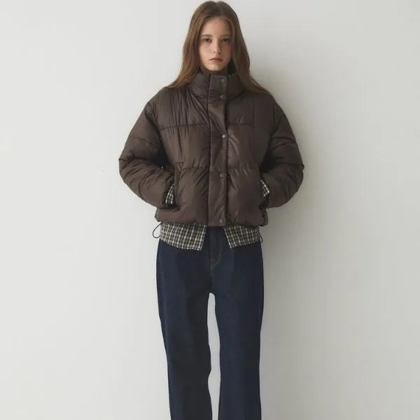 Áo Khoác Nữ WHOAU High Neck Short Puffer Padding WHJPE4V15F Màu Nâu Size S - Thời trang - Vua Hàng Hiệu
