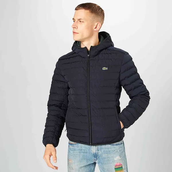 Áo Khoác Nam Lacoste Logo Thêu BH1930 HDE Màu Xanh Navy Size 50