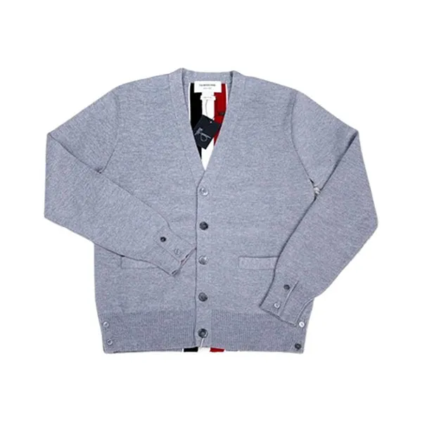 Áo Len Cardigan Nam Thom Browne RWB Stripe Milan In Grey MKC324A Y1002 005 Màu Xám Size 1