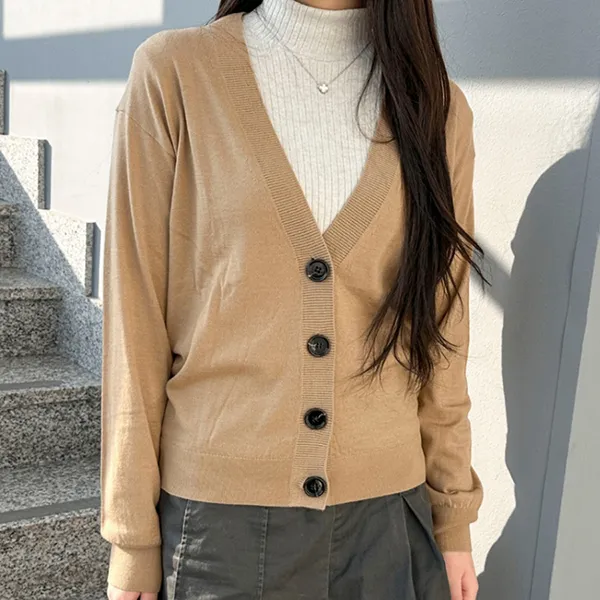 Áo Len Cardigan Nữ Burberry Dornoch Check Patch Merino Wool 8074885 Màu Beige Size M