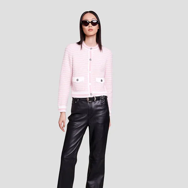 Áo Len Cardigan Nữ Maje In Pink MFPCA00454 Màu Hồng Size 3