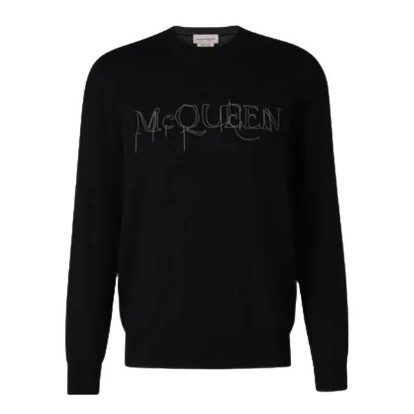 Áo Len Nam Alexander McQueen Black With Logo Embroidered 752042 Q1XHN 1059 Màu Đen Size S