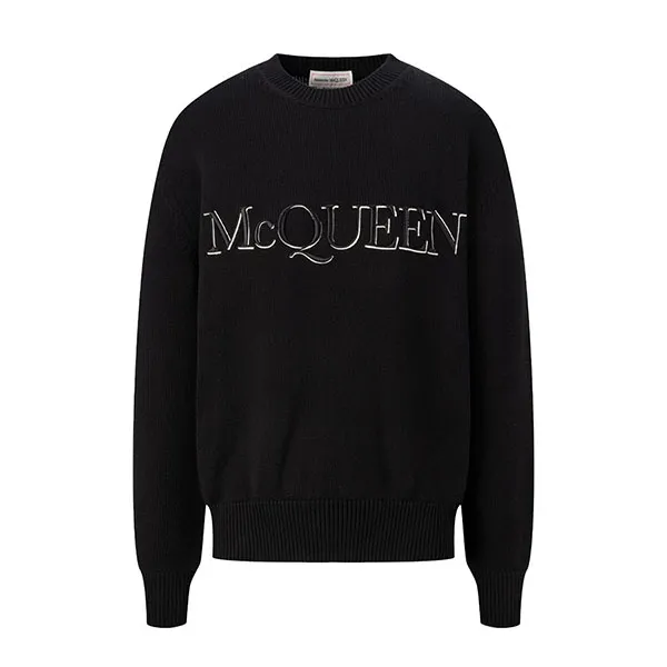 Áo Len Nam Alexander McQueen Black With Logo Printed 651184 Q1XAY 1011 Màu Đen Size M